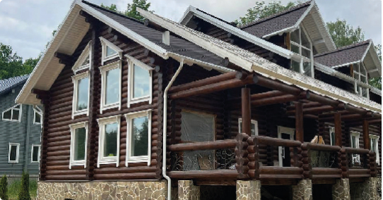 Покраска сруба натуральными маслами Gnature